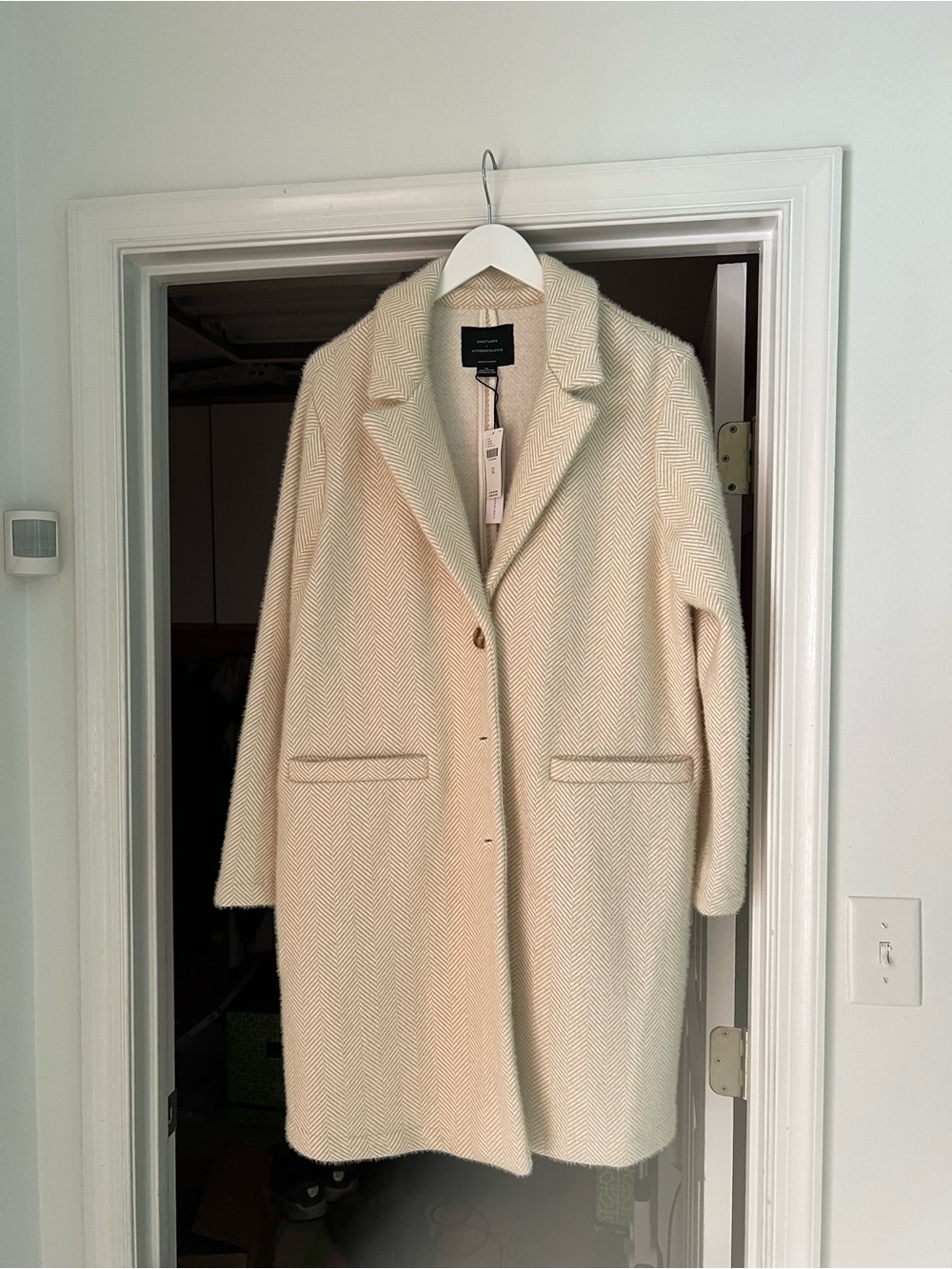 Sanctuary Cream Herringbone Pea Coat